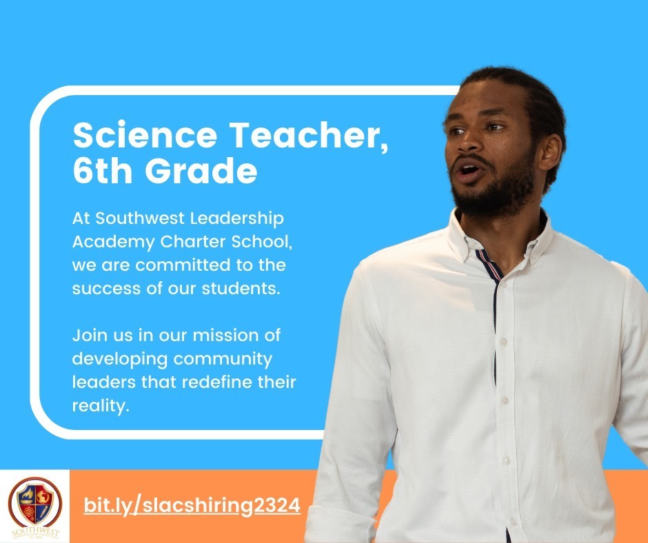 As Science Teacher in 6th Grade, your goal is to help students improve their knowledge & abilities in science-related subjects. Apply here: https://bit.ly/slacshiring2324. Curious about our selection process? Email careers@slacs-phila.org for information. #WeAreHiring